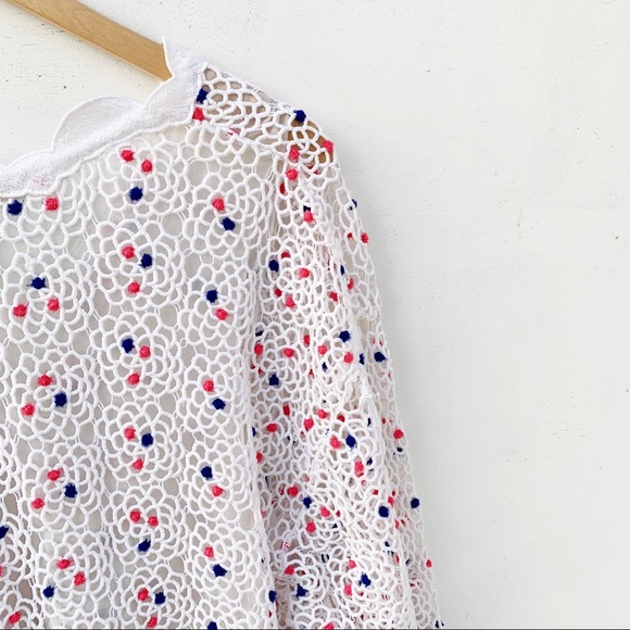 CHLOÉ Optic White Guipure Lace Cutout Blouse Sz 6 - Picture 7 of 13